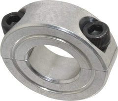 Climax Metal Products - 5/8" Bore, Aluminum, Two Piece Shaft Collar - 1-5/16" Outside Diam, 7/16" Wide - Americas Industrial Supply