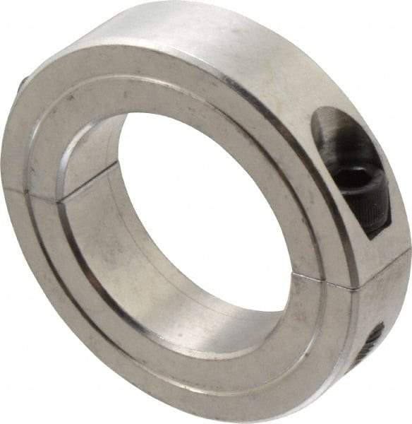 Climax Metal Products - 1-1/2" Bore, Aluminum, Two Piece Shaft Collar - 2-3/8" Outside Diam, 9/16" Wide - Americas Industrial Supply