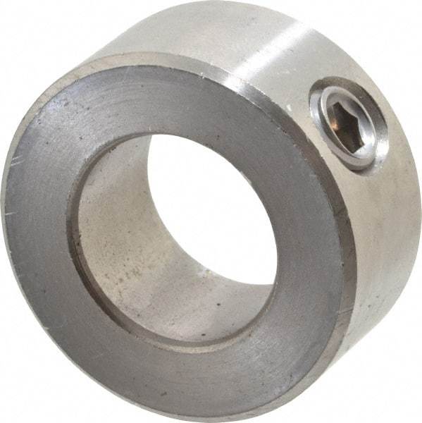 Climax Metal Products - 11/16" Bore, Stainless Steel, Set Screw Shaft Collar - 1-1/4" Outside Diam, 9/16" Wide - Americas Industrial Supply