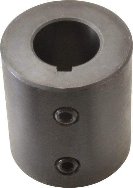 Climax Metal Products - 7/8" Inside x 1-3/4" Outside Diam, Mild Steel Set Screw Rigid Coupling with keyway - 2" Long x 3/16" Keyway Width x 3/32" Keyway Depth - Americas Industrial Supply