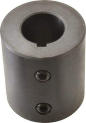 Climax Metal Products - 7/8" Inside x 1-3/4" Outside Diam, Mild Steel Set Screw Rigid Coupling with keyway - 2" Long x 3/16" Keyway Width x 3/32" Keyway Depth - Americas Industrial Supply