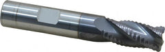 Accupro - 1/2" Diam, Coarse Pitch, 1-1/4" LOC, 4 Flute Solid Carbide Roughing Square End Mill - AlTiN Finish, 3" OAL, 1/2" Shank Diam, Single End, Centercutting, 30° Helix - Americas Industrial Supply
