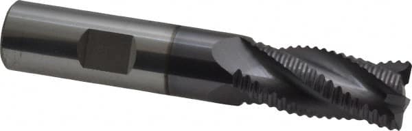Accupro - 5/8" Diam, Coarse Pitch, 1-1/4" LOC, 4 Flute Solid Carbide Roughing Square End Mill - AlTiN Finish, 3-1/2" OAL, 5/8" Shank Diam, Single End, Centercutting, 30° Helix - Americas Industrial Supply