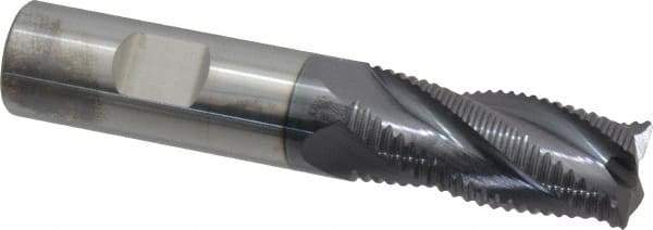 Accupro - 3/4" Diam, Coarse Pitch, 1-5/8" LOC, 4 Flute Solid Carbide Roughing Square End Mill - AlTiN Finish, 4" OAL, 3/4" Shank Diam, Single End, Centercutting, 30° Helix - Americas Industrial Supply