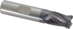 Accupro - 1/2" Diam, Coarse Pitch, 5/8" LOC, 4 Flute Solid Carbide Roughing Square End Mill - AlTiN Finish, 2-1/2" OAL, 1/2" Shank Diam, Single End, Centercutting, 30° Helix - Americas Industrial Supply