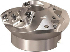 Seco - 3.563" Cut Diam, 1" Arbor Hole, 0.63" Max Depth of Cut, 30° Indexable Chamfer & Angle Face Mill - 9 Inserts, XO.. 1204 Insert, Right Hand Cut, 3 Flutes, Through Coolant, Series R220.49 - Americas Industrial Supply