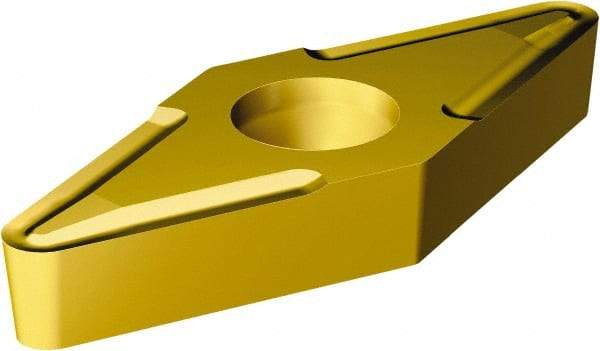 Sandvik Coromant - VBMT21.50 UF Grade 235 Carbide Turning Insert - TiCN/TiN Finish, 35° Diamond, 1/4" Inscr Circle, 3/32" Thick, 0.2mm Corner Radius - Americas Industrial Supply