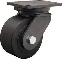 Hamilton - 6" Diam x 3" Wide x 8" OAH Top Plate Mount Swivel Caster - Nylon, 4,000 Lb Capacity, Sealed Precision Ball Bearing, 5-1/4 x 7-1/4" Plate - Americas Industrial Supply
