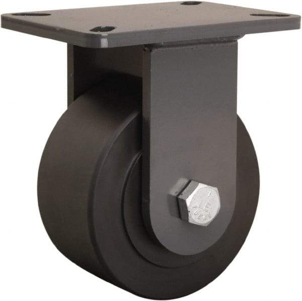 Hamilton - 6" Diam x 3" Wide x 8" OAH Top Plate Mount Rigid Caster - Nylon, 4,000 Lb Capacity, Sealed Precision Ball Bearing, 5-1/4 x 7-1/4" Plate - Americas Industrial Supply