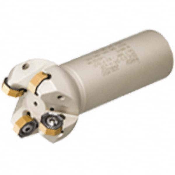 Iscar - 45° Lead Angle, 42.4mm Max Cut Diam, 32mm Min Cut Diam, 3.5mm Max Depth of Cut, Indexable Chamfer and Angle End Mill - 3 Inserts, ONMU 0505 Insert Style, 100mm Overall Length, Through Coolant, Straight Shank - Americas Industrial Supply