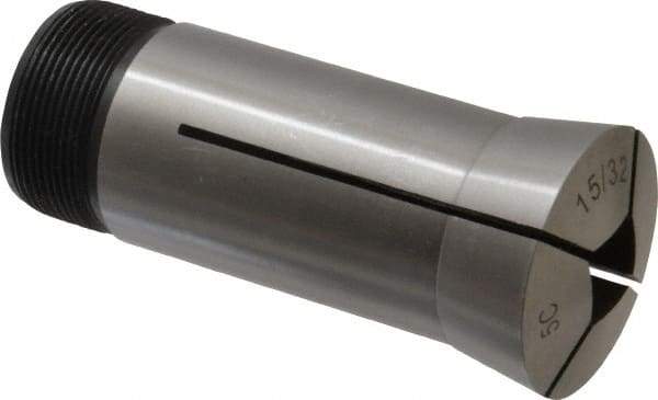 Interstate - 15/32 Inch 5C Square Collet - 3.28" Overall Length, 1.041-24 Internal Thread Size, Steel, 0.0039 Inch TIR - Exact Industrial Supply