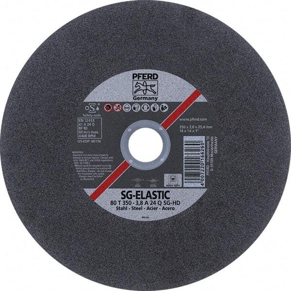 PFERD - 14" Aluminum Oxide Cutoff Wheel - 1/8" Thick, 1" Arbor, Use with Stationary Tools - Americas Industrial Supply
