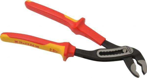 Knipex - 10" OAL, 1-1/2" Max Capacity, 7 Position Water Pump Tongue & Groove Pliers - Standard V-Jaws, Alligator Jaw Head - Americas Industrial Supply