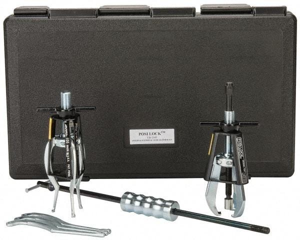 Posi Lock Puller - 5 Piece, 5 Ton Capacity, 1/2 to 5" Spread, Slide Hammer Set - 3 Jaws, 4" Reach - Americas Industrial Supply