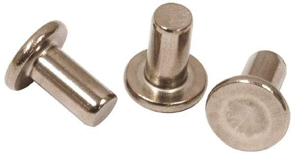 RivetKing - 0.146" Body Diam, Flat Steel Tinners Solid Rivet - 0.276" Length Under Head - Americas Industrial Supply