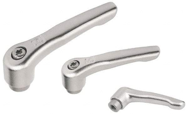 KIPP - M10 x 1.5, 16mm Hub Diam, Stainless Steel Female Threaded Insert Adjustable Clamping Handle - 91mm OAL, 54.5mm High, 14mm Hole Depth - Americas Industrial Supply