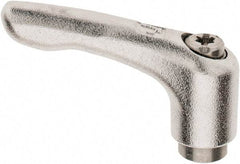 KIPP - M5 x 0.8, 10mm Hub Diam, Stainless Steel Female Threaded Insert Adjustable Clamping Handle - 47mm OAL, 31mm High, 9mm Hole Depth - Americas Industrial Supply