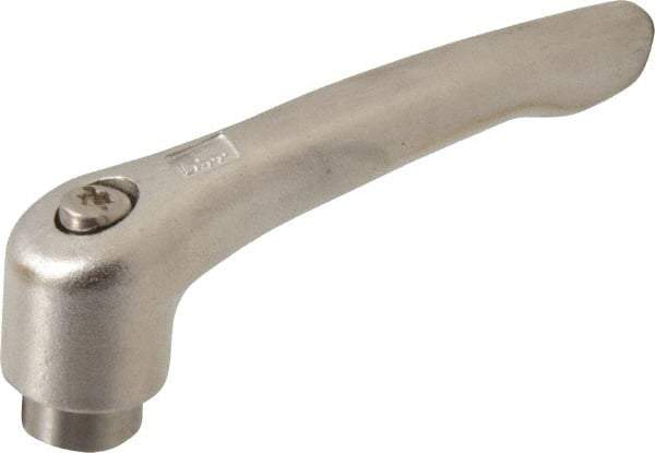 KIPP - 5/16-18, 13.5mm Hub Diam, Stainless Steel Female Threaded Insert Adjustable Clamping Handle - 74.5mm OAL, 42.5mm High, 12mm Hole Depth - Americas Industrial Supply