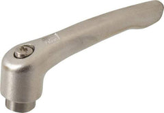 KIPP - 5/16-18, 13.5mm Hub Diam, Stainless Steel Female Threaded Insert Adjustable Clamping Handle - 74.5mm OAL, 42.5mm High, 12mm Hole Depth - Americas Industrial Supply