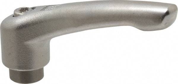 KIPP - M6 x 1.0, 13.5mm Hub Diam, Stainless Steel Female Threaded Insert Adjustable Clamping Handle - 74.5mm OAL, 42.5mm High, 12mm Hole Depth - Americas Industrial Supply