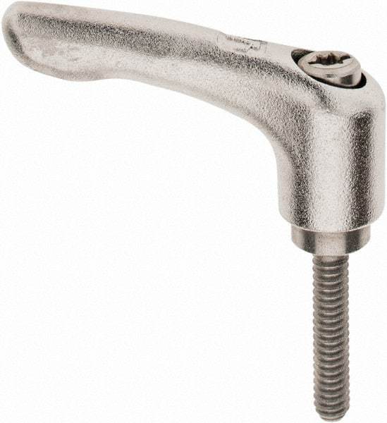 KIPP - #10-24, 10mm Hub Diam, Stainless Steel Threaded Stud Adjustable Clamping Handle - 25mm Stud Length, 47mm OAL, 31mm High - Americas Industrial Supply