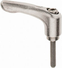 KIPP - #10-24, 10mm Hub Diam, Stainless Steel Threaded Stud Adjustable Clamping Handle - 25mm Stud Length, 47mm OAL, 31mm High - Americas Industrial Supply
