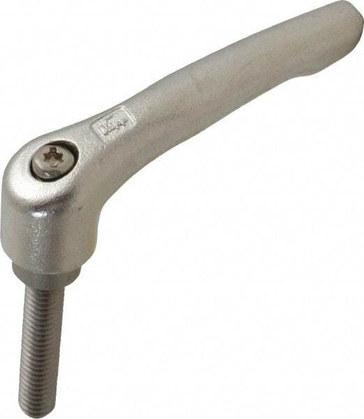 KIPP - 5/16-18, 17/32" Hub Diam, Stainless Steel Threaded Stud Adjustable Clamping Handle - 40mm Stud Length, 74.5mm OAL, 42.5mm High - Americas Industrial Supply