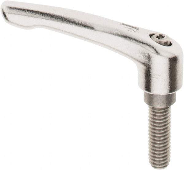 KIPP - 3/8-16, 17/32" Hub Diam, Stainless Steel Threaded Stud Adjustable Clamping Handle - 30mm Stud Length, 74.5mm OAL, 42.5mm High - Americas Industrial Supply