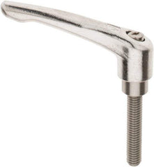 KIPP - 3/8-16, 16mm Hub Diam, Stainless Steel Threaded Stud Adjustable Clamping Handle - 1-31/32" Stud Length, 91mm OAL, 54.5mm High - Americas Industrial Supply
