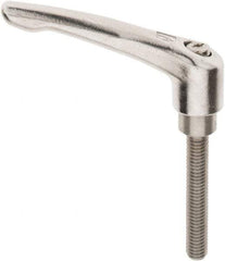 KIPP - 3/8-16, 16mm Hub Diam, Stainless Steel Threaded Stud Adjustable Clamping Handle - 60mm Stud Length, 91mm OAL, 54.5mm High - Americas Industrial Supply