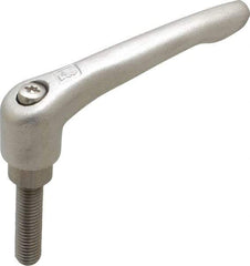 KIPP - M10 x 1.5, 16mm Hub Diam, Stainless Steel Threaded Stud Adjustable Clamping Handle - 40mm Stud Length, 91mm OAL, 54.5mm High - Americas Industrial Supply