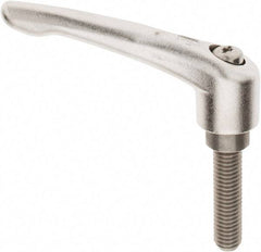 KIPP - 1/2-13, 3/4" Hub Diam, Stainless Steel Threaded Stud Adjustable Clamping Handle - 1-31/32" Stud Length, 109mm OAL, 63mm High - Americas Industrial Supply