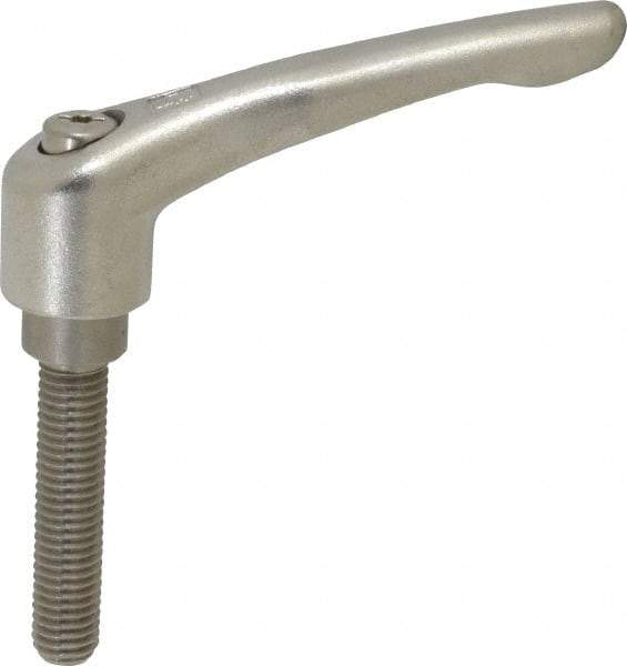 KIPP - 1/2-13, 3/4" Hub Diam, Stainless Steel Threaded Stud Adjustable Clamping Handle - 60mm Stud Length, 109mm OAL, 63mm High - Americas Industrial Supply