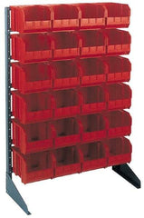 Quantum Storage - 250 Lb Capacity, 15" Deep x 36" Wide x 53" High, Steel Pick Rack - 1 Side, 96 Red Polyethylene/Polypropylene Bins - Americas Industrial Supply