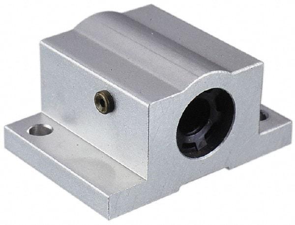 Thomson Industries - 5/8" Inside Diam, 320/640 Lbs. Dynamic Capacity, Open Single Pillow Block Linear Bearing - 1.44" Overall Height x 2-1/2" Overall Width - Americas Industrial Supply