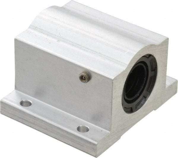 Thomson Industries - 1/2" Inside Diam, 255/510 Lbs. Dynamic Capacity, Closed Single Pillow Block Linear Bearing - 1-1/4" Overall Height x 2" Overall Width - Americas Industrial Supply