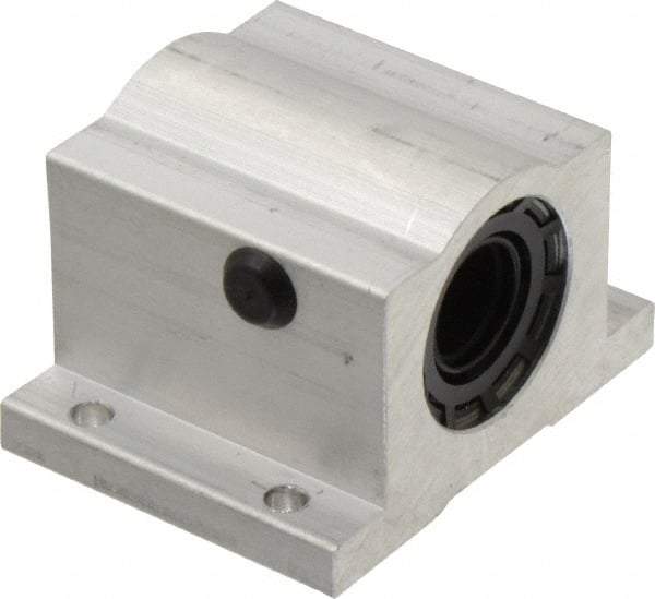 Thomson Industries - 5/8" Inside Diam, 620/1240 Lbs. Dynamic Capacity, Closed Single Pillow Block Linear Bearing - 1.63" Overall Height x 2-1/2" Overall Width - Americas Industrial Supply