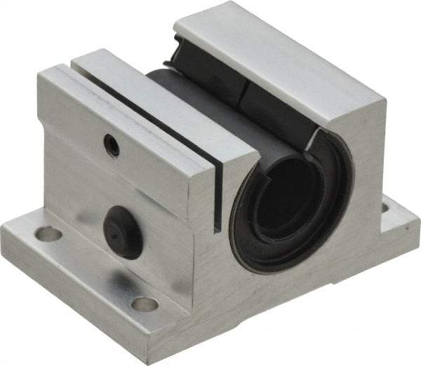 Thomson Industries - 5/8" Inside Diam, 620/1240 Lbs. Dynamic Capacity, Open Single Pillow Block Linear Bearing - 1.44" Overall Height x 2-1/2" Overall Width - Americas Industrial Supply