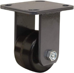 Hamilton - 3-1/4" Diam x 2" Wide x 5-1/4" OAH Top Plate Mount Rigid Caster - Phenolic, 700 Lb Capacity, Straight Roller Bearing, 4 x 4-1/2" Plate - Americas Industrial Supply