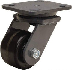 Hamilton - 3-1/4" Diam x 2" Wide x 5-1/4" OAH Top Plate Mount Swivel Caster - Phenolic, 700 Lb Capacity, Straight Roller Bearing, 4 x 5" Plate - Americas Industrial Supply