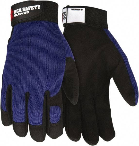 MCR Safety - Size M Synthetic Blend Work Gloves - Adjustable Closure Cuff, Black/Blue, Paired - Americas Industrial Supply