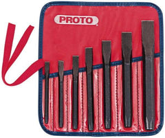 Proto - 7 Piece Cold Chisel Set - 10-11/16" OAL, Steel, Sizes Included 5/16 to 7/8" - Americas Industrial Supply