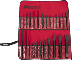Proto - 26 Piece Punch & Chisel Set - 1/4 to 1-3/16" Chisel, 3/32 to 1/4" Punch, Hex Shank - Americas Industrial Supply