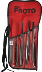 Proto - 5 Piece, 5/32 to 5/16", Pin Punch Set - Hex Shank, Steel, Comes in Tool Roll - Americas Industrial Supply