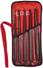 Proto - 5 Piece, 1/8 to 5/16", Drift Punch Set - Hex Shank, Steel, Comes in Tool Roll - Americas Industrial Supply