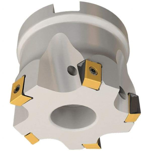 Iscar - 5 Inserts, 32mm Cut Diam, 16mm Arbor Diam, 8mm Max Depth of Cut, Indexable Square-Shoulder Face Mill - 0/90° Lead Angle, 35mm High, T490 LN.T 0804 Insert Compatibility, Through Coolant, Series Helitang - Americas Industrial Supply