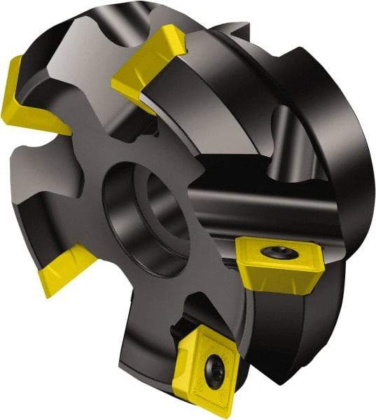 Sandvik Coromant - 80mm Cut Diam, 25.4mm Arbor Hole, 6mm Max Depth of Cut, 45° Indexable Chamfer & Angle Face Mill - 6 Inserts, R245-12T3.. Insert, Right Hand Cut, Series CoroMill 245 - Americas Industrial Supply