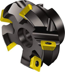 Sandvik Coromant - 100mm Cut Diam, 31.75mm Arbor Hole, 6mm Max Depth of Cut, 45° Indexable Chamfer & Angle Face Mill - 7 Inserts, R245-12T3.. Insert, Right Hand Cut, Series CoroMill 245 - Americas Industrial Supply