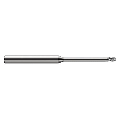 9/64″ Dia. × 3/16″ Shank × 0.211″ DOC × 3″ OAL, Carbide Uncoated, Stub , 3 Flute, Ballnose End Mill