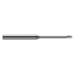 9/64″ Dia. × 3/16″ Shank × 0.211″ DOC × 3″ OAL, Carbide Uncoated, Stub , 3 Flute, Ballnose End Mill - Exact Industrial Supply